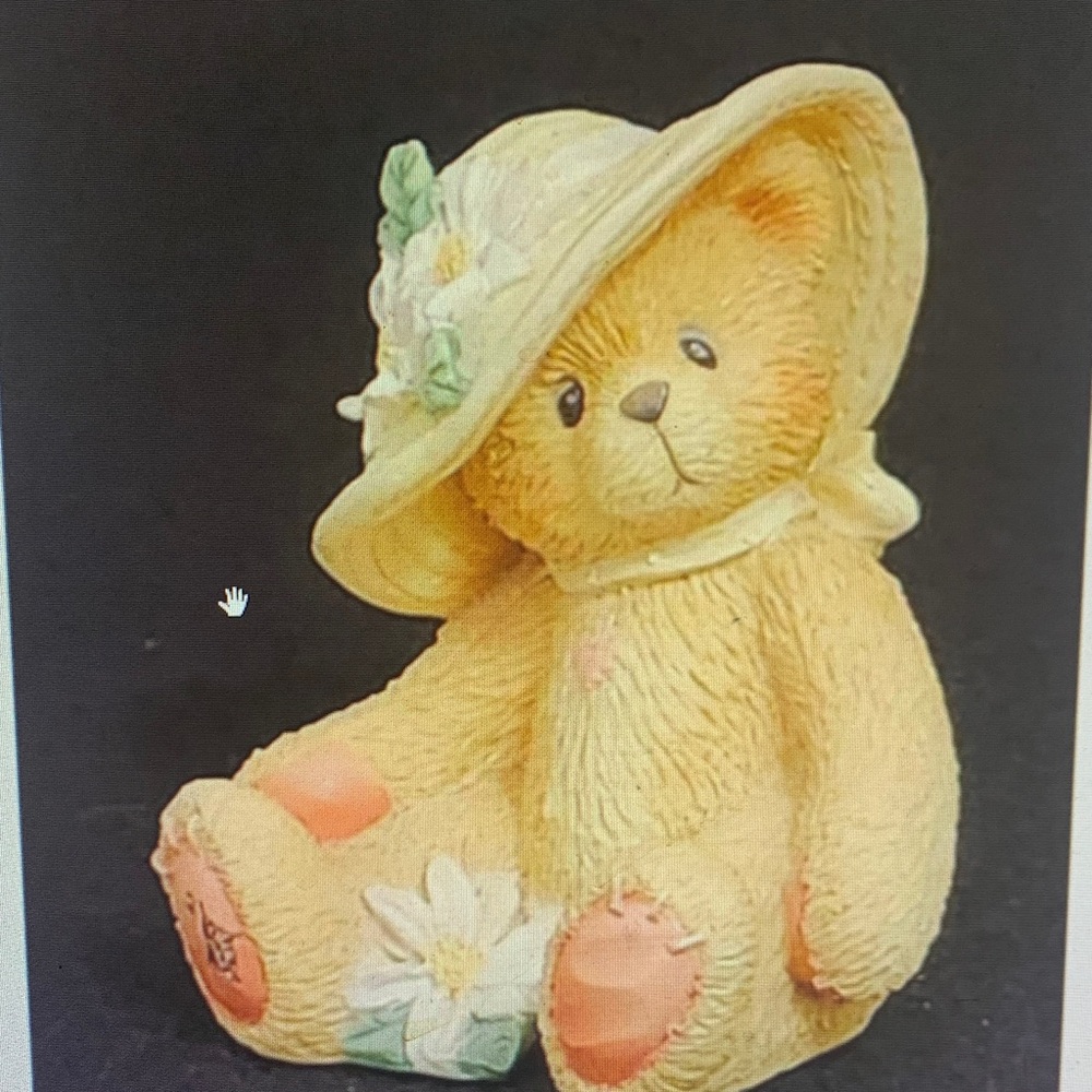 Enesco Yellow Teddy Bear Figurine with Pink Accents